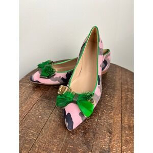 Dream Walkers Pink Camo Shoes Ballet Flats Feather Bow Pointed Toe Women Size 37